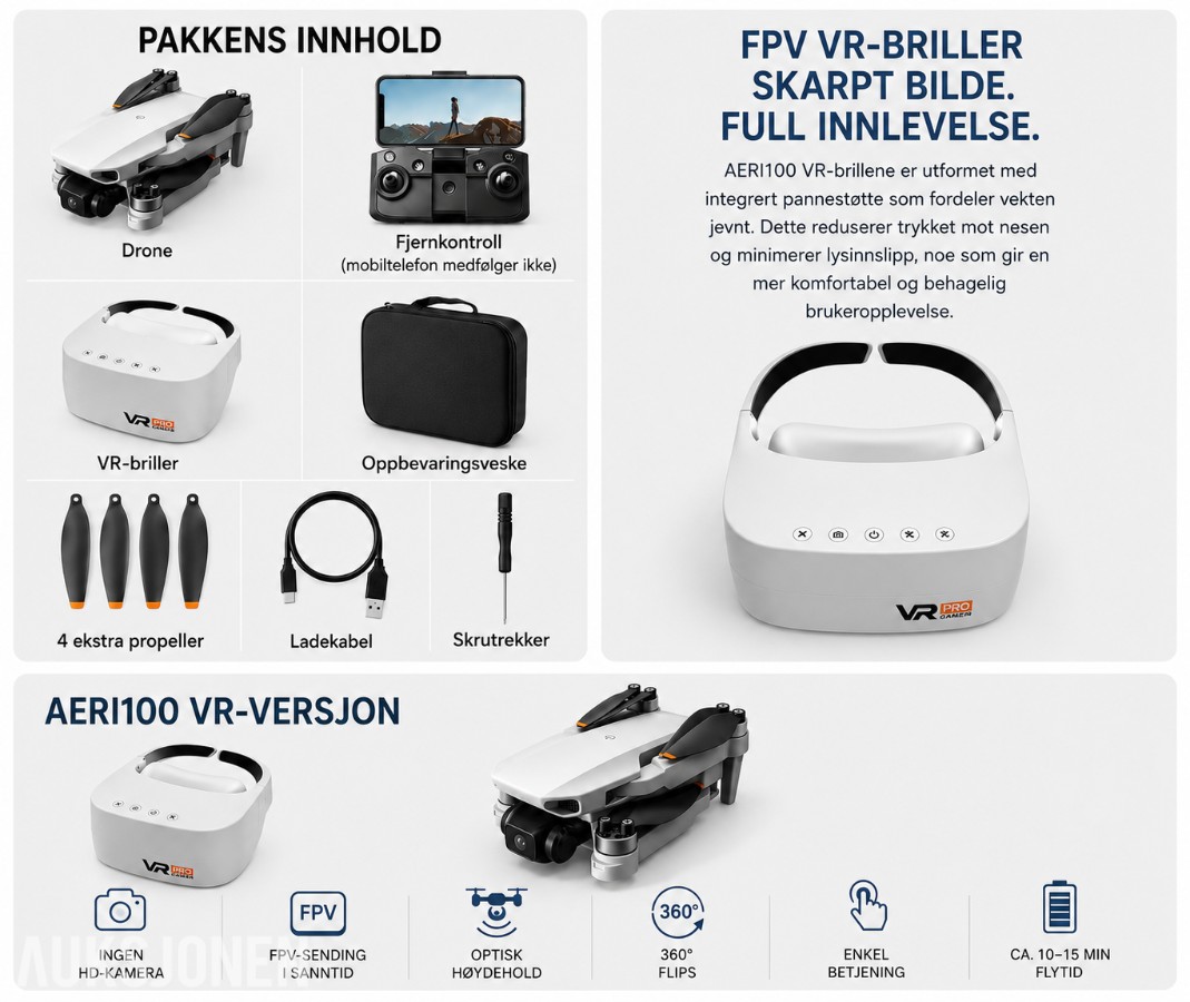 AERI100 VR Pro Drone med VR-briller